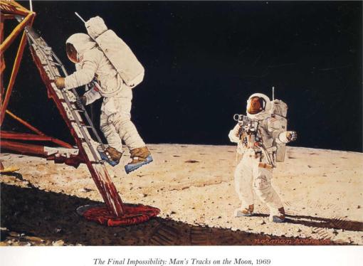 The Final Impossiblity: Man's Tracks on the Moon (Norman Rockwell, 1969).